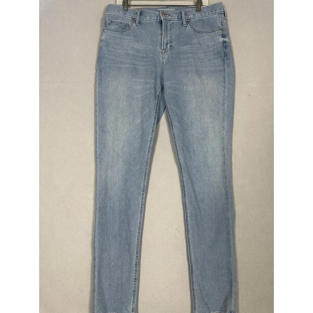 Banana Republic Travel Jeans Mens 34X34 Blue Skinny Fit Light Wash Stretch Denim